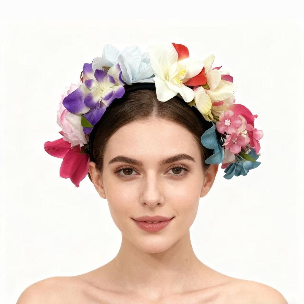 New European, American and Mexican wreath headband simulation orchid bride fashion vacation photo head buckle headgear