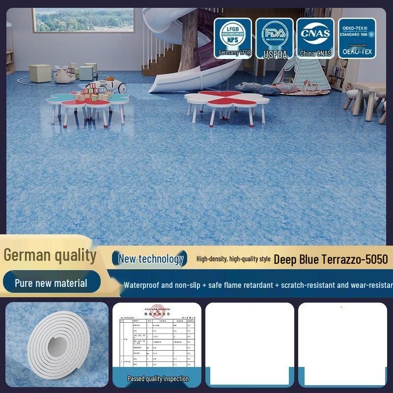 HANDUNYOU 2.0mm Thick Dark Blue Terrazzo PVC Vinyl Flooring