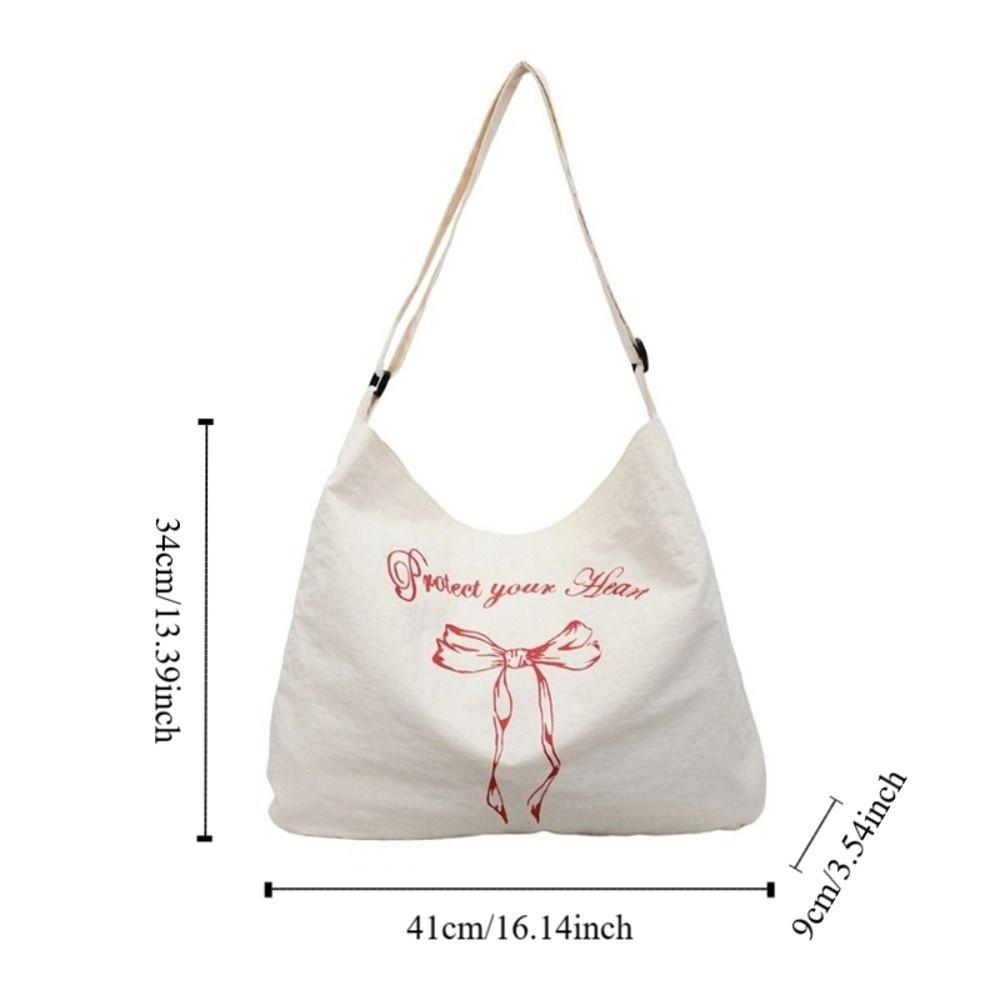 Nylon Women's Tote Bag Large Capacity Commute Bag Simple Bow Shoulder Bag  College Students