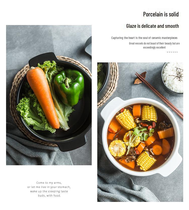 Nordic Creative Double-Ear Ceramic Soup Bowl