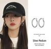 925 Sterling Silver Gold Matte Circle Hoop Earrings for Women - Minimalist Round Metal Design