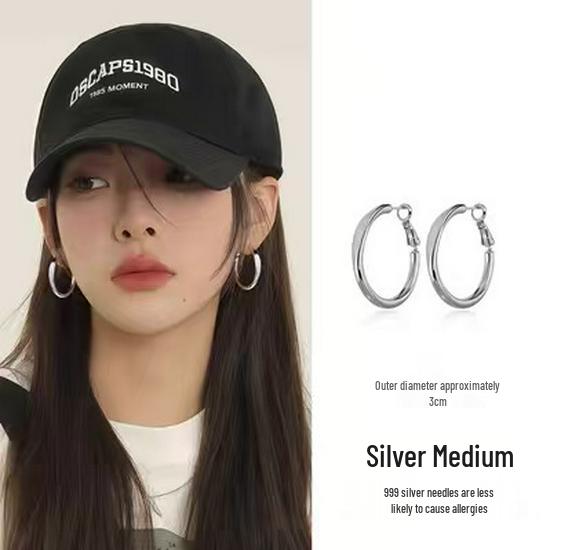 925 Sterling Silver Gold Matte Circle Hoop Earrings for Women - Minimalist Round Metal Design