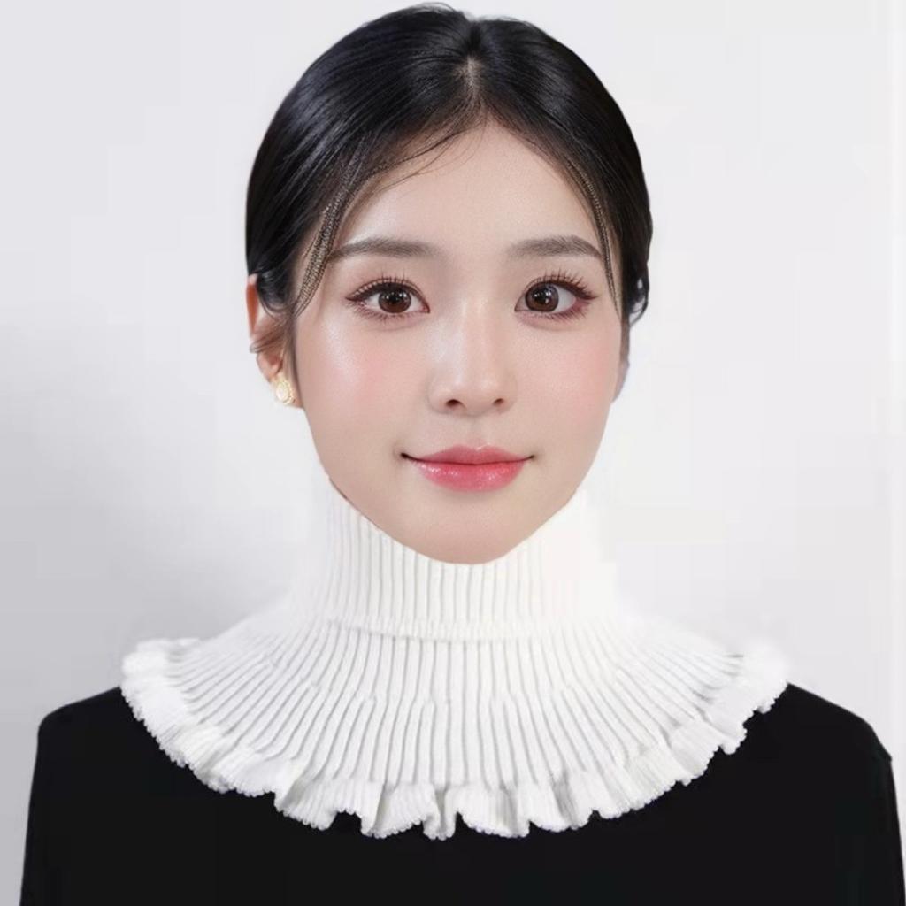 Wool Fake Collar Cervical Support Solid Knit Lapel Scarf Warm Versatile Neck Cover Fashion Minimalist High Neck Women