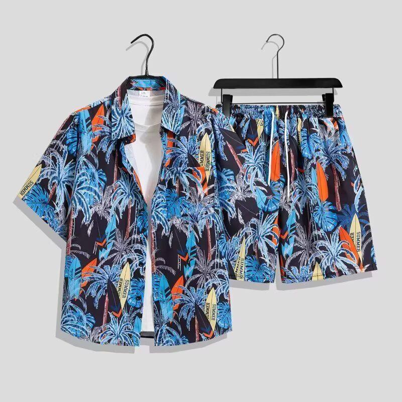Trendy Summer Short-Sleeved Shirt & Shorts Set - Versatile, Stylish Two-Piece