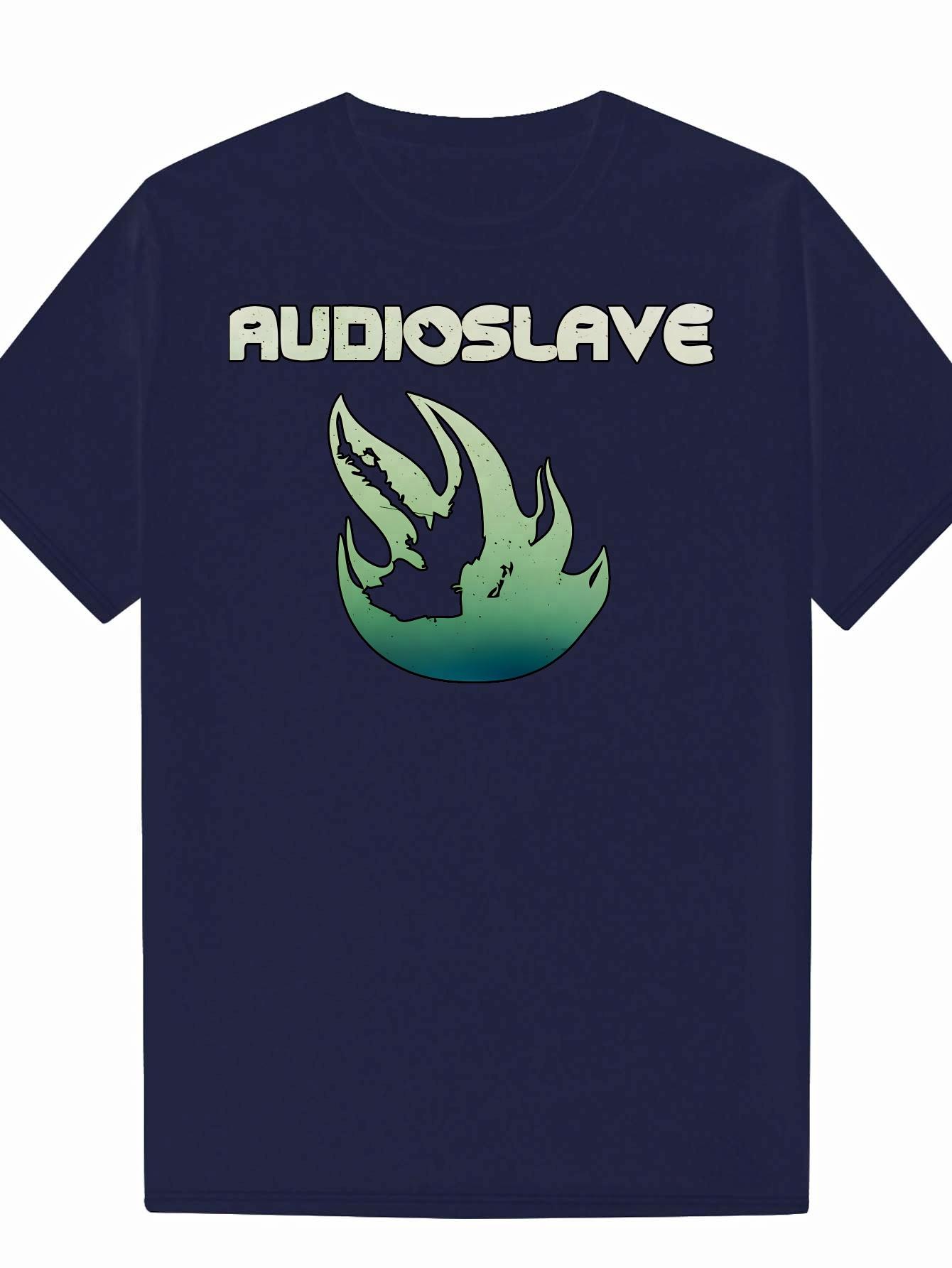 

Short Sleeve T-shirt - Black with White AUDIO SLAVE Graphic Print XXL