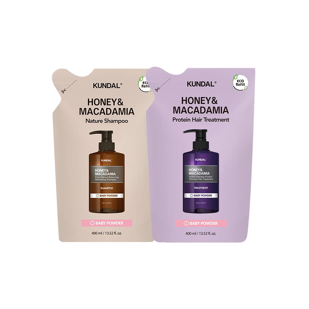 

Набор из 2 штук для шампуня с ароматом пудры Honey Macadamia [Kundal] и (400 мл и пополнение) #Малыш #Пушистый