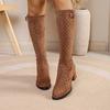 Autumn And Winter Polka Dot High-Heeled Boots Tall Knight Boots Women'S Large-Size Elastic Suede Thick-Heeled Women'S Shoes