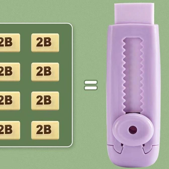 

Выдвижной ластик в форме мультяшного персонажа для школьных принадлежностей: Без следов, без мусора, подходит для учеников начальной школы. 3pcs set фиолетовый