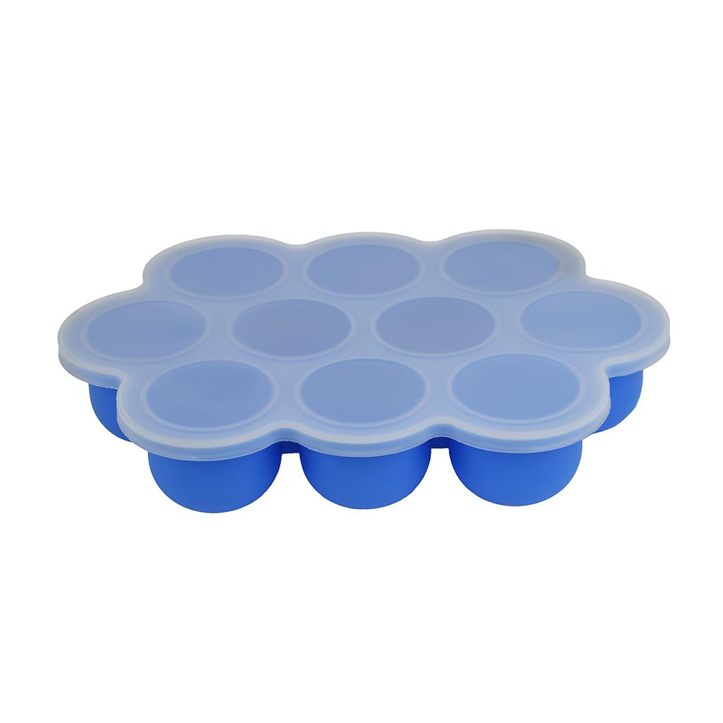 Reusable Container with Lid for Homemade Baby Food, Freezer Mold, Silicone Tray, 10 Holes