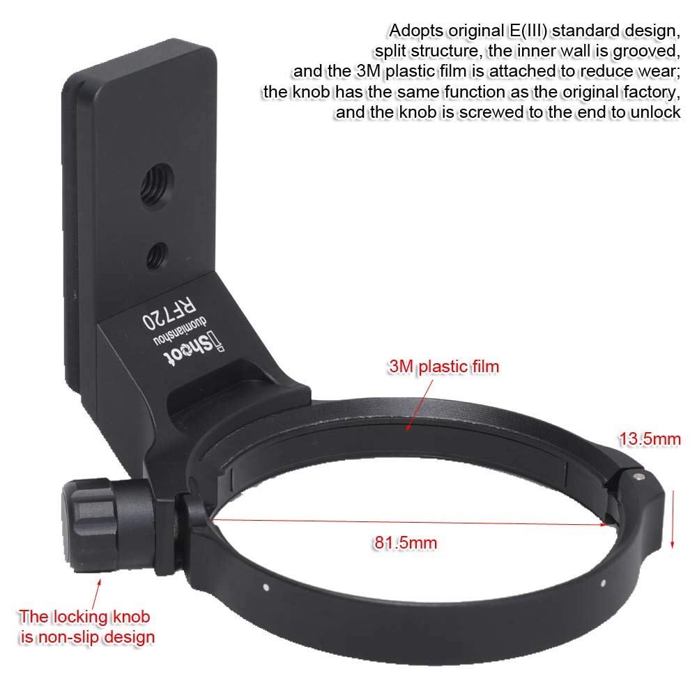 iShoot CNC Camera Tripod Mount Tripod Mount Lens Support Lens Bracket Tripod Socket for Canon RF IS USM Quick Release Plate with Screw Holes at the