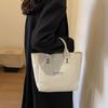 Solid Color Canvas Tote Bag Large Capacity Cloth Shoulder Bag Casual Shopping Handbag  Men
