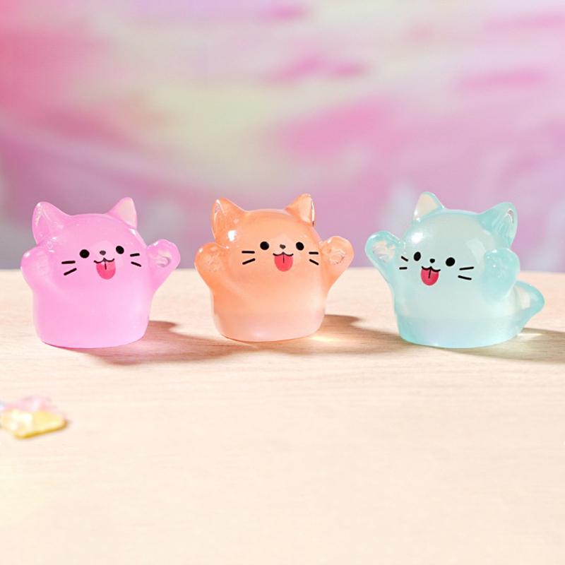 5/10Pcs Mignon Dessin Animé Lumineux Chaton Miniature Figurine Ornement Diy Accessoires de Décoration de Maison Kawaii Décoration de Bureau Cadeaux