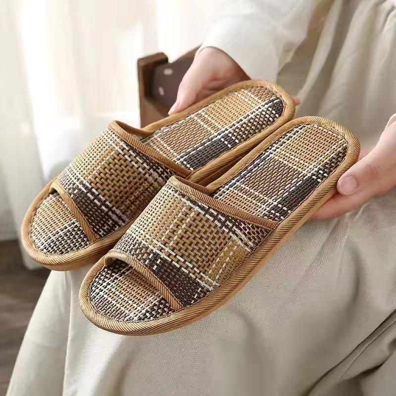 Dámské protiskluzové ratanové pantofle - Chladivé, vnitřní bambusové pletení pro páry (Jaro léto)