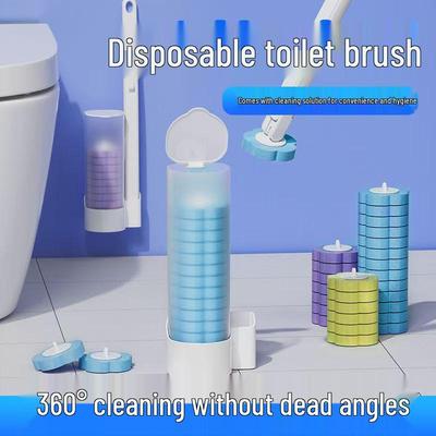 Wall-Mounted Disposable Toilet Brush with Replacement Head