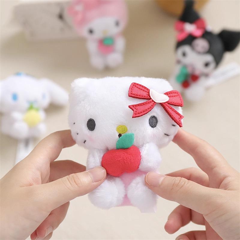 Hello Kitty Kuromi Melody Cinnamoroll Stuffed Toys Pendant Cute Plush Toys Keyring Anime Keychain Birthday Christmas Gift