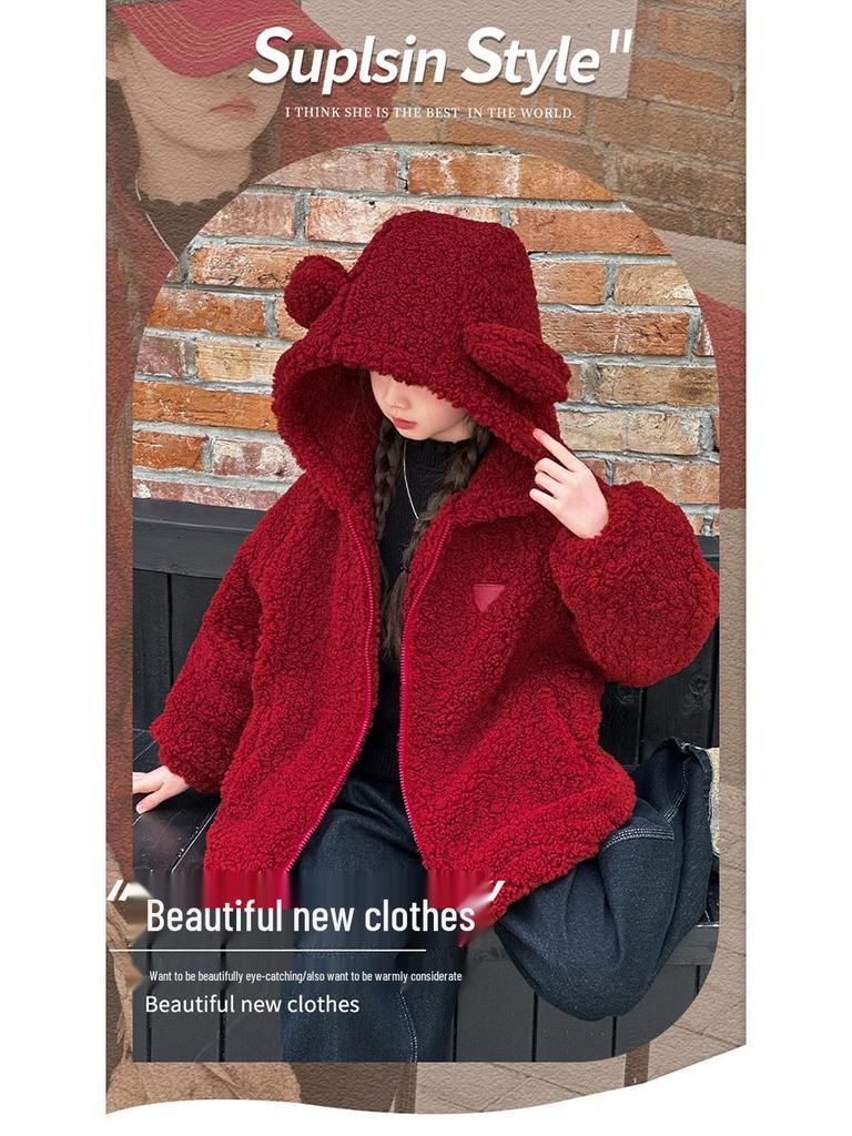 Dziewczęca pikowana kurtka z wełny jagnięcej - Jesień/Zima 2025, Modna i pogrubiona dla dzieci w wieku średnim i starszym