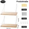 2 Pack Natural Wood Hanging Wall Shelves Easy To Install Perfect For Bedroom Bathroom Living Room Storage Display