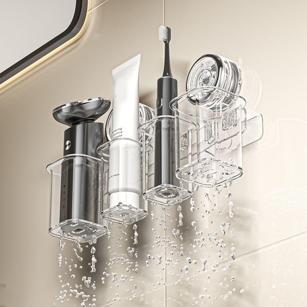 Wall-Mounted Toothpastes Storage Box Transparent Shower Organizer Cosmetics Storage Box for Home