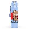 1PC Little Bear Red Heart Pattern 750ml Color Plastic Sports Water Bottle Leakproof Flip Straw Lid Suitable for Sports Office Home Use