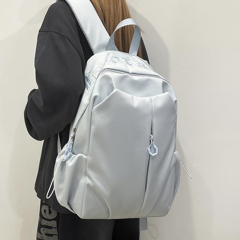 Student Schoolbag Men's Large Capacity Backpack Women's Solid Color Backpack