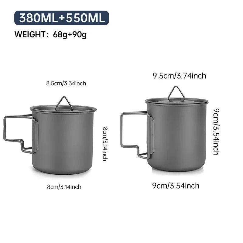 Outdoor Titanium Camping Cup, Foldable Handle Ultralight Mug for Coffee&Tea, Backpacking & Hiking Essentials