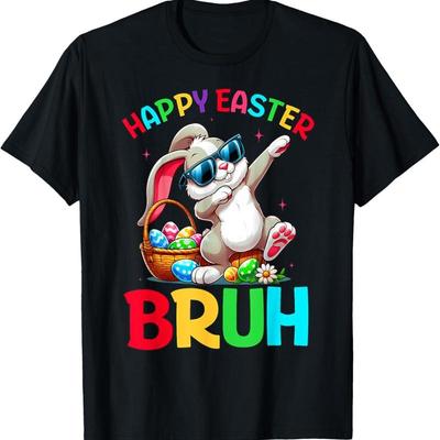 Bruh Easter Eggs T Shirtns Boys Kids Bunny Shirt