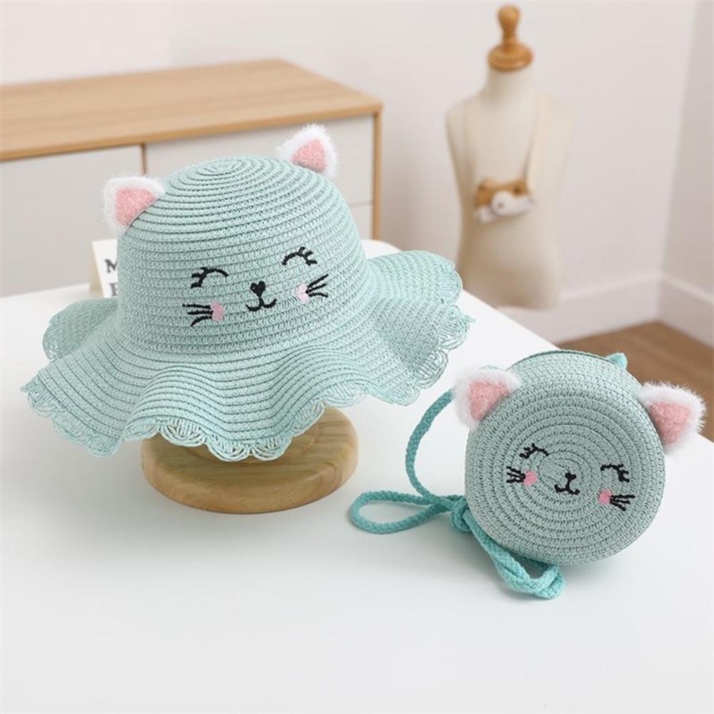 Multiple Colors Girls Sun Hat Cute Cat Children Sun Hat Fashion Fisherman Hat  Summer