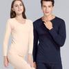Unisex Autumn/Winter Warm Underwear Set - Elastic Base Layer with Solid Color Round Neck Design for Couples