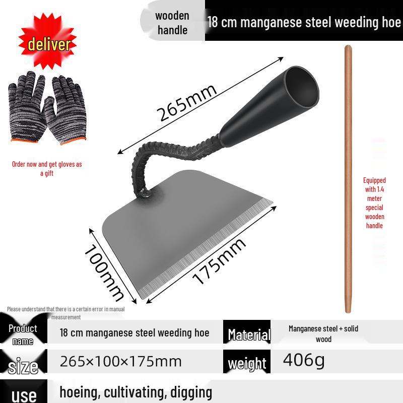 Manganese Steel Hoe: Traditional Agricultural Tool for Planting, Weeding, and Shoveling.