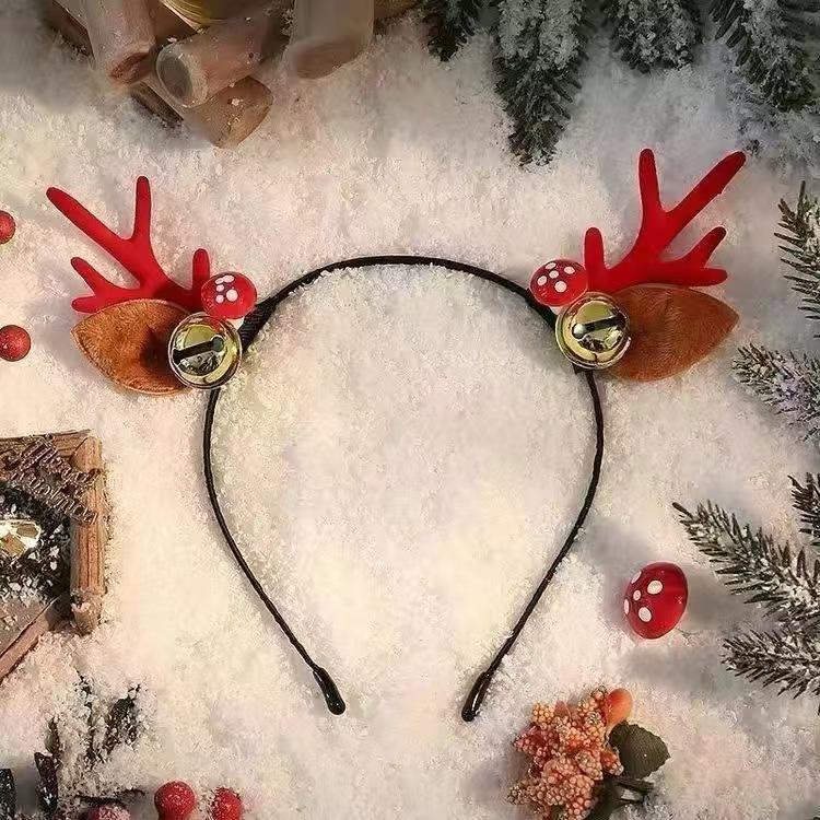 Christmas Elf Antler Bell Headband - Festive Cartoon Fairy Style for Holiday Parties