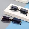 Square Frame Eyeglasses Rimless Goggle High Definition Sunglasses for Men Ladies Blue Light Blocking Eye Protection Eyewear