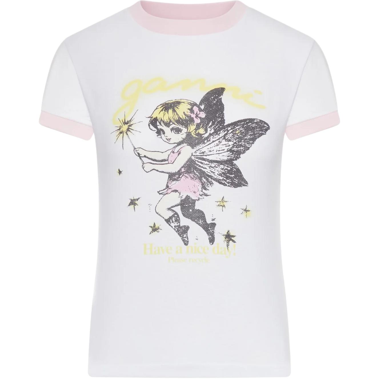 GANNI weiß T-Shirt im Baby Fit mit Fairy-Print Bio-Baumwolle - Größe M - Bild 5