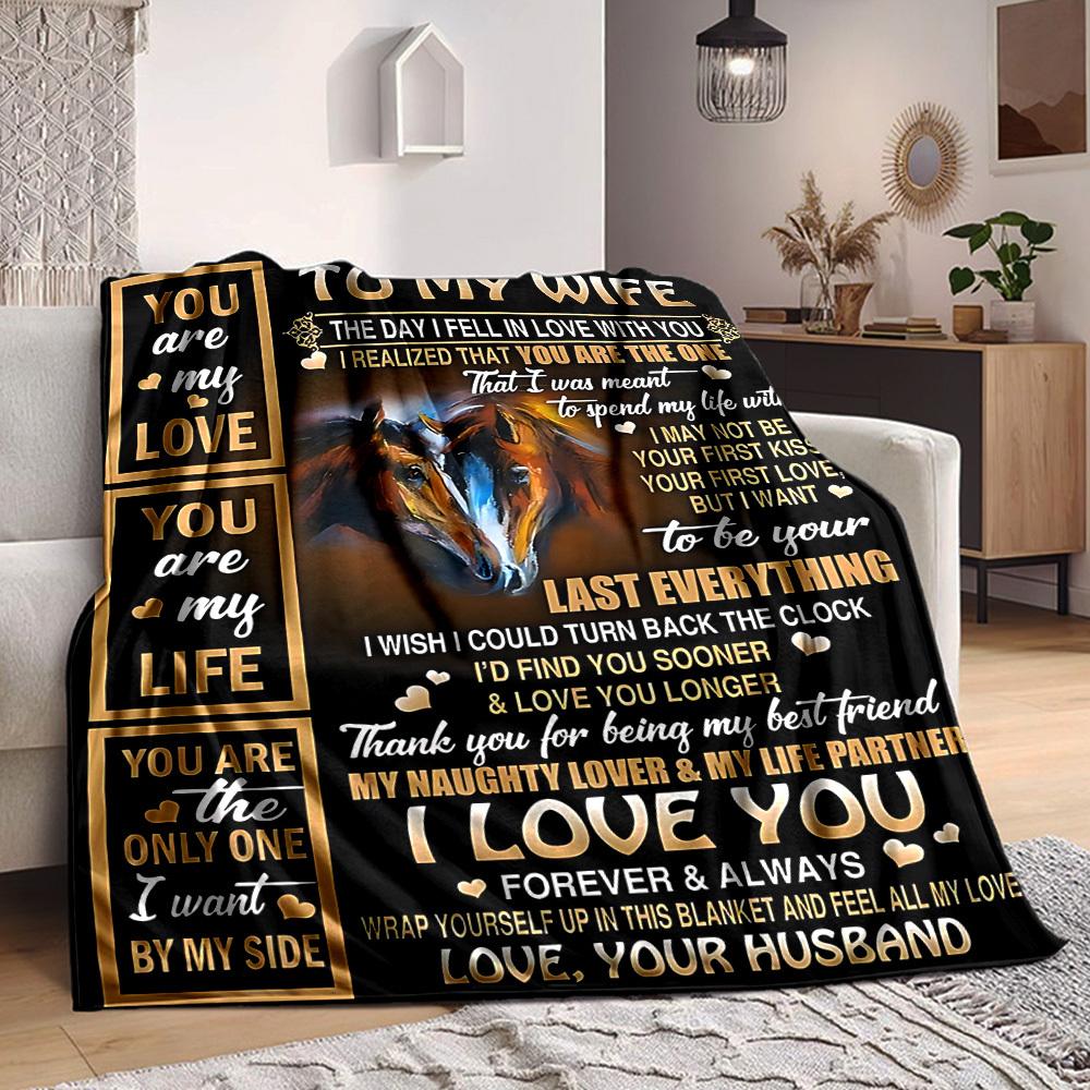 

1pc Love Quotes for Wife Blanket - Perfect Gift for Birthdays, Christmas & Halloween- Soft, Warm & Versatile yy250909201 75x90cm