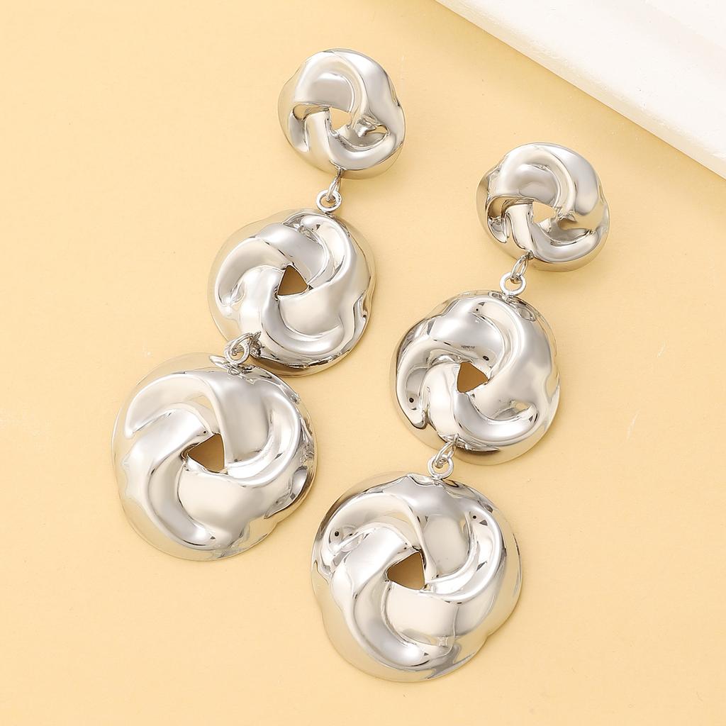 Drop Twisted Knot Exaggerate Vintage Earrings For Women Thick Metal Big Earrings For Women Banquet Party Gifts