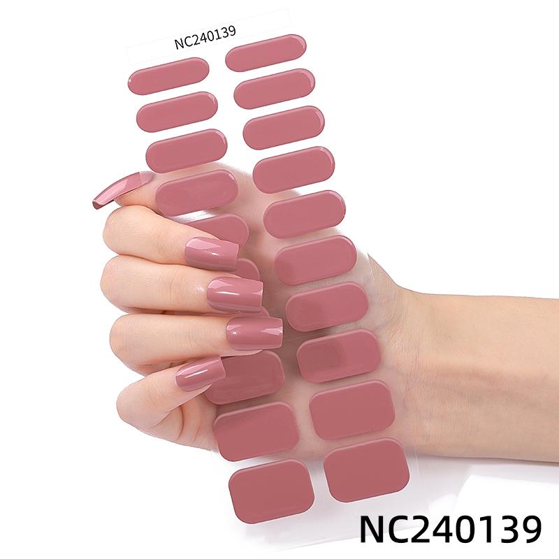 Hot Sell Custom Logo HEMA-Free Gel Polish Nail Stickers New Solid Color Styles Semi Cured Gel Nail Wraps 20 Gel Nail Strips