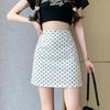 Women's Black Bodycon Skirt: White Polka Dot, High Waist, A-line, Summer Casual Versatile Short Skirt