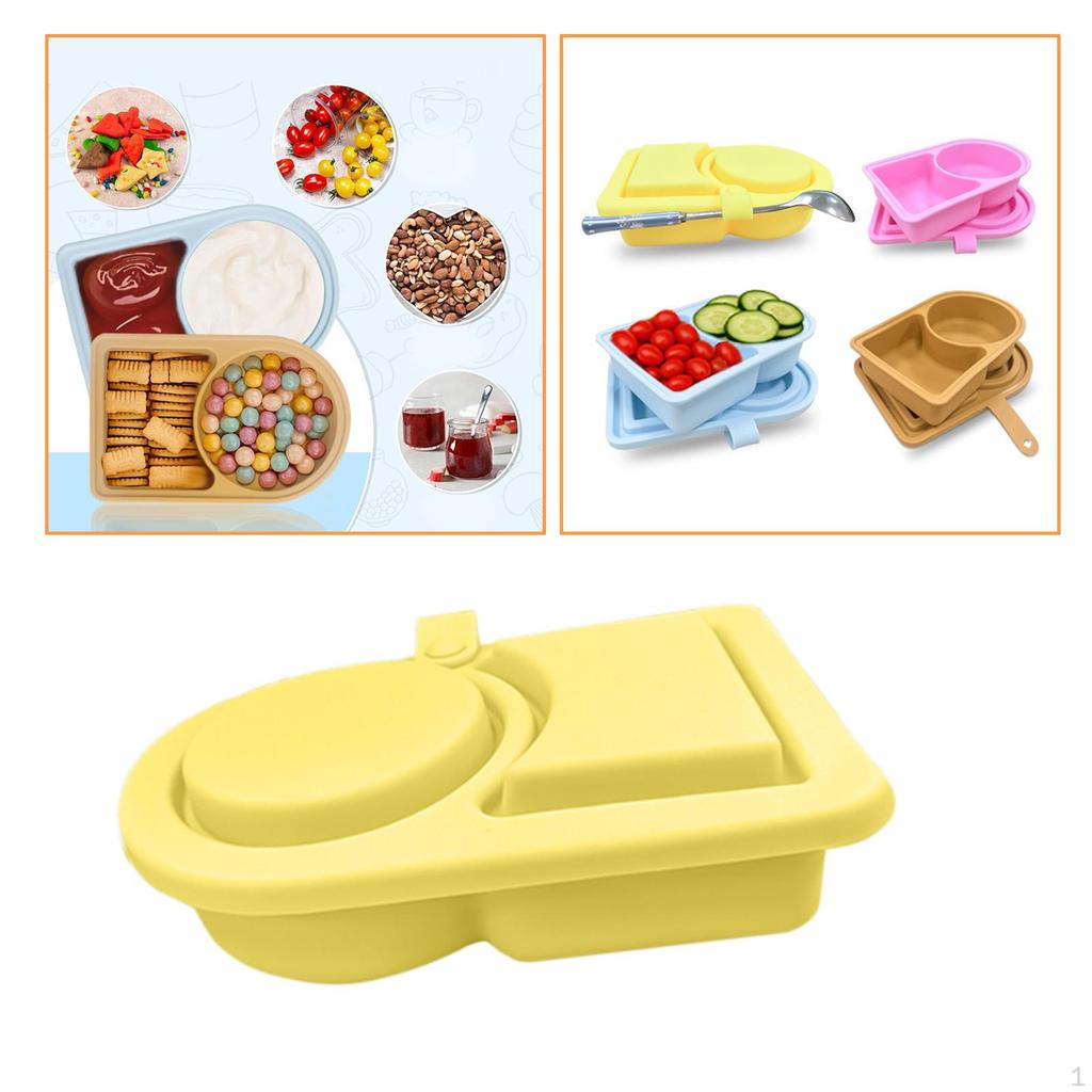 Silikon snacksbehållare Portabel Dubbel Fack för Kök Frukt Arbete