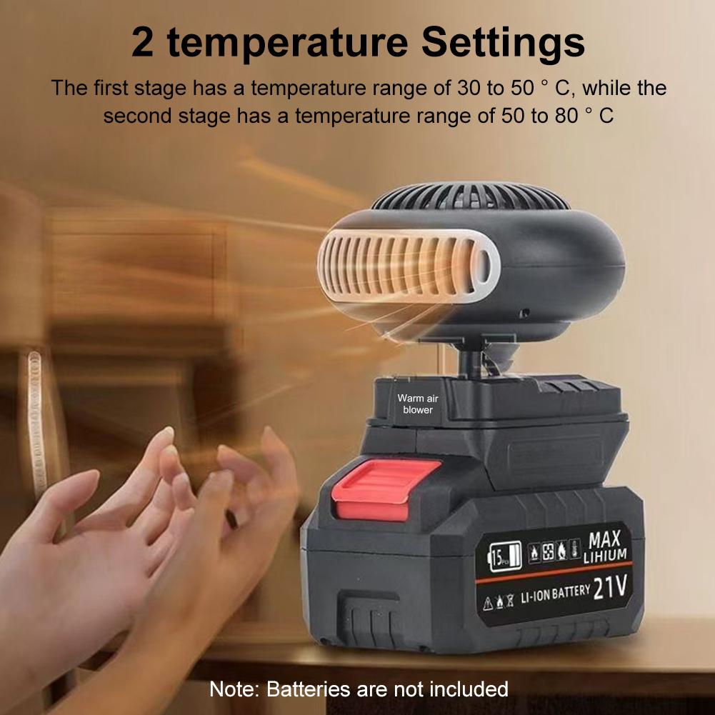 170W Portable Small Space Heater Battery Powered Desktop Heating Fan 2 Gear Adjustable Electric Heater Fan for Home Office Car