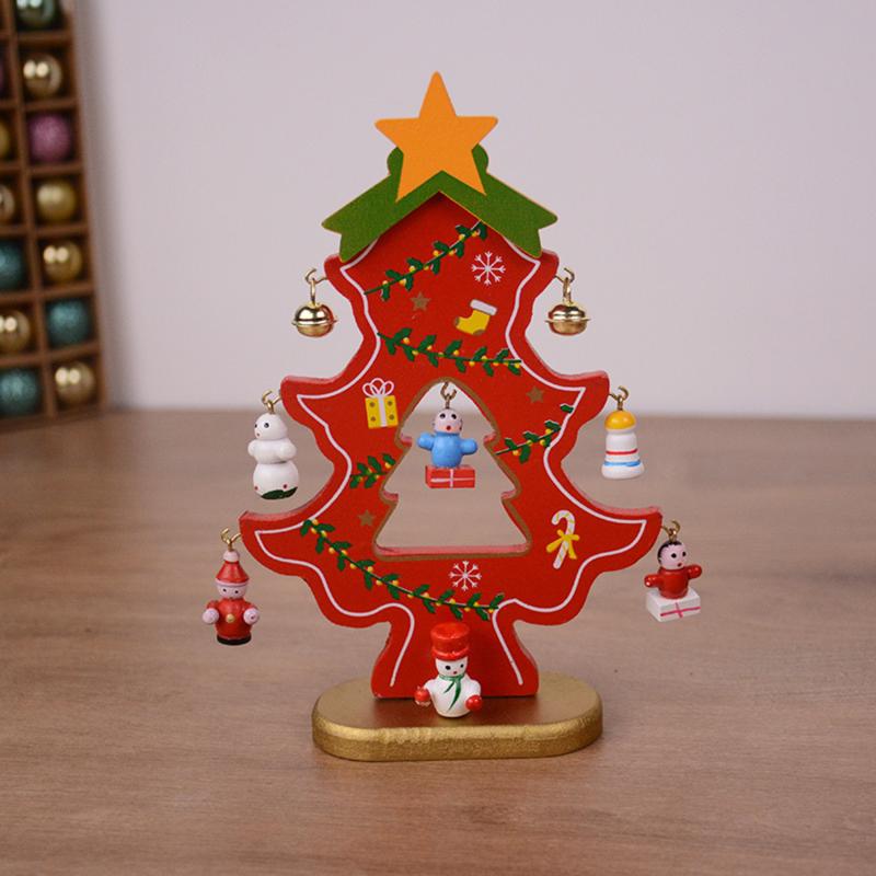 

Desktop Christmas Tree Decoration Ornaments Mini Stereo Wooden Christmas Tree Scene Layout Christmas Tabletop Fireplaces Height 18.5cm красный