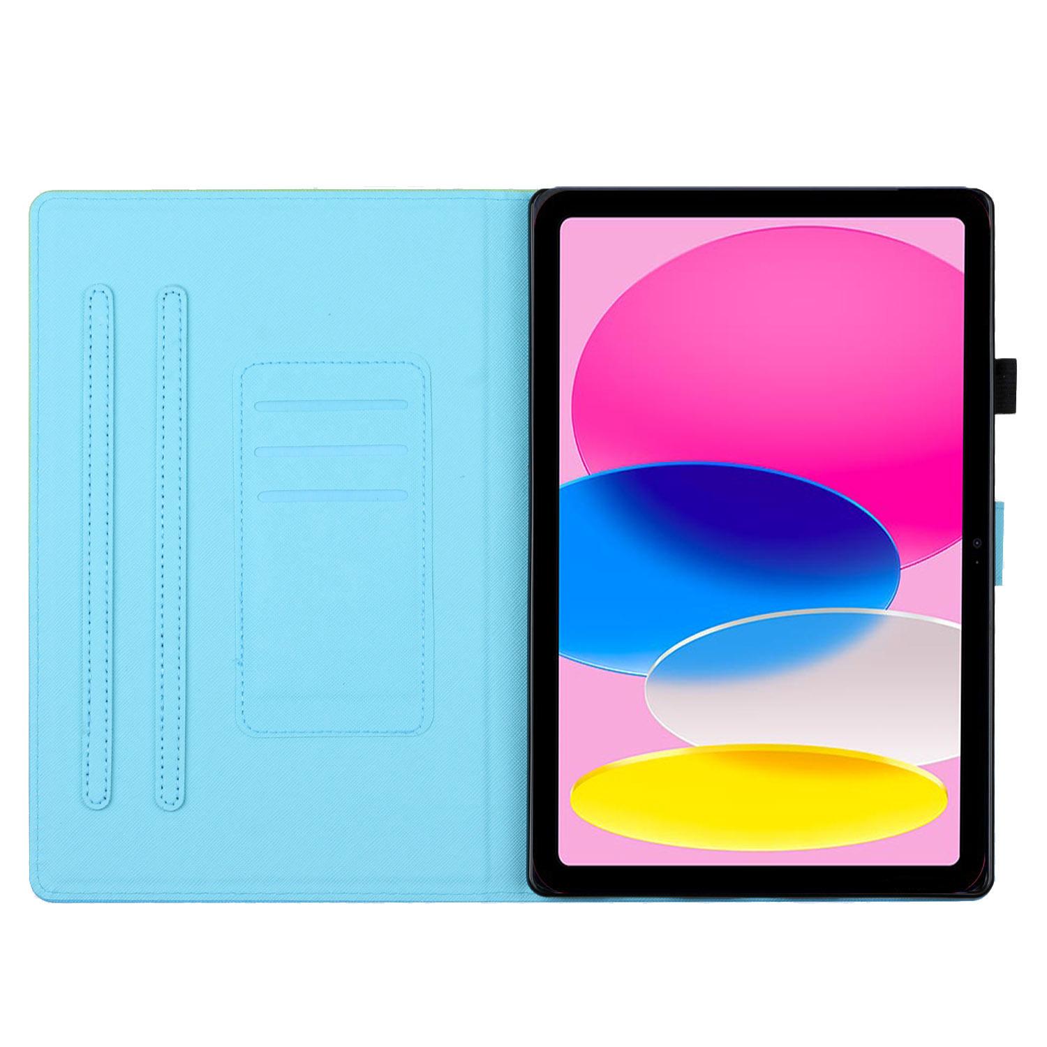 

For iPad (2025)/10.9 (2022) Gradient Tablet Case PU Leather Card Holder Stand Cover with Auto Wake/Sleep Purple Blue Gradient