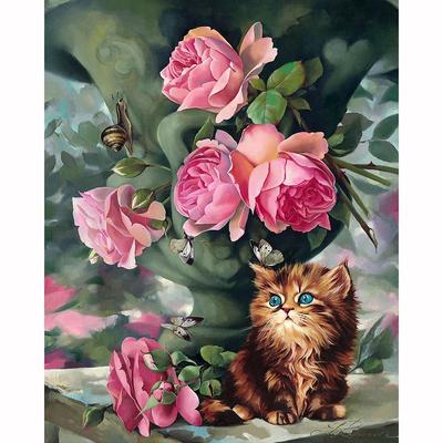 Home Decoration Diamond Painting Rhinestone Cross Stitch Flower/cat Oil Diy Diamond Embroidery Cross Stitch Plant Art