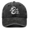 European Dragon Embroidery Vintage Washed Cotton Baseball Cap