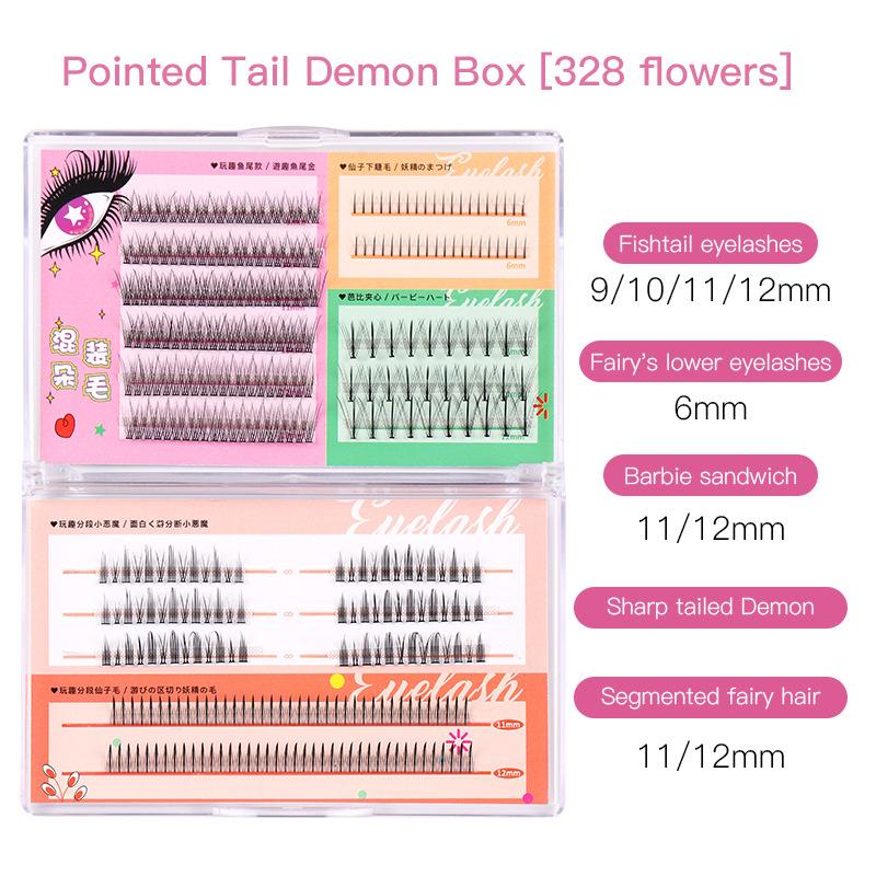 Thick Diy Fun Plate Lazy Single Cluster False Eyelashes Combination Fairy Hair Self-Adhesive Fishtail Comic Eyelashes