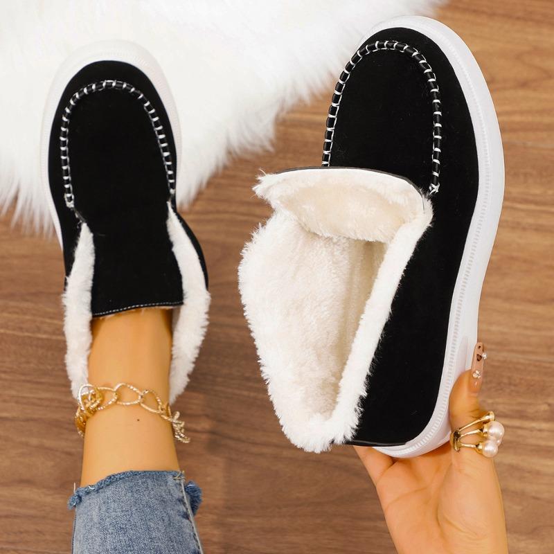 Winter new thick-soled snow boots women's fleece thickened fluff warm large size sewn bag women's cotton shoes