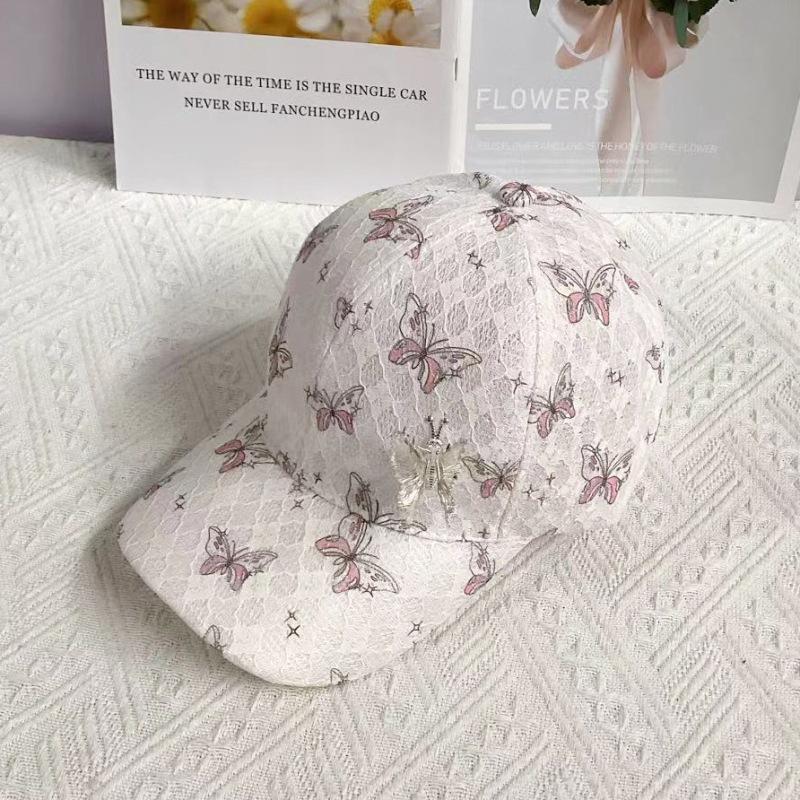 Colorful Butterfly-Themed Baseball Cap With Lace Lightweight Breathable Fashionable Sun Protection For Spring And Summer Casual