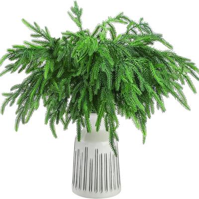45CM  Artificial Norfolk Pine Branch Soft Real Touch Fake Pine Needle for Christmas Home Fireplace Table Decoration