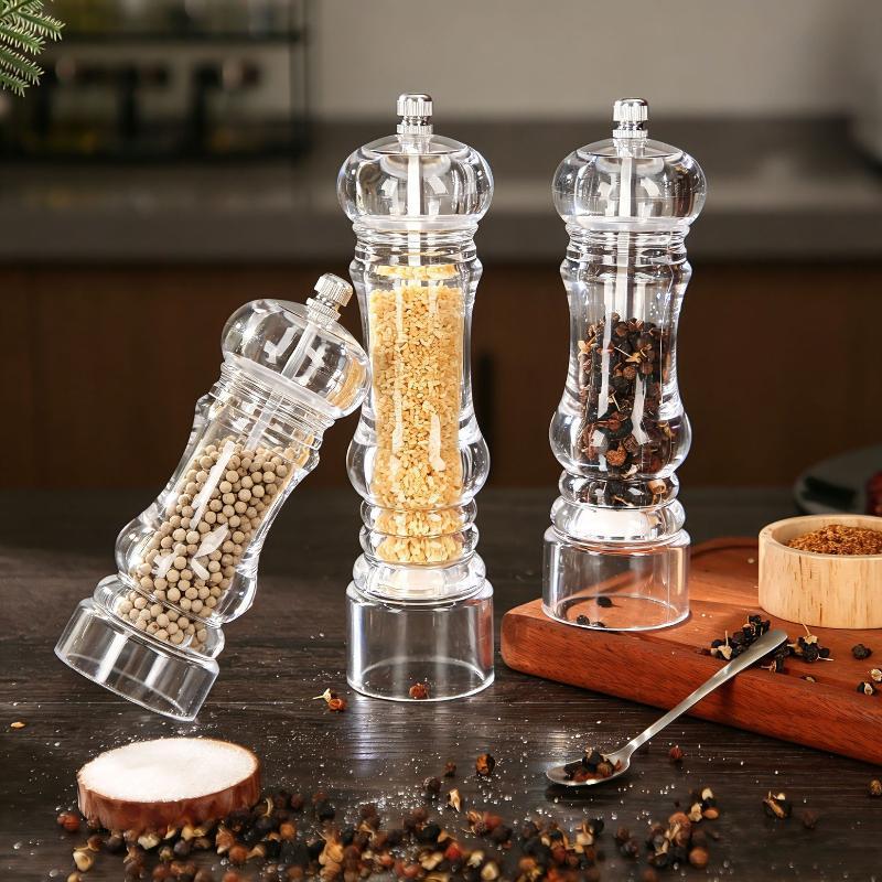 Pepper Grinder- Acrylic Salt And Pepper Shakers Adjustable Coarseness By Ceramic Rotor Kitchen Accessories