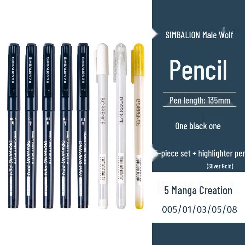 Lion Art Waterproof Syringe Pen for Manga & Line Drawing, Black, 0.05-0.1mm