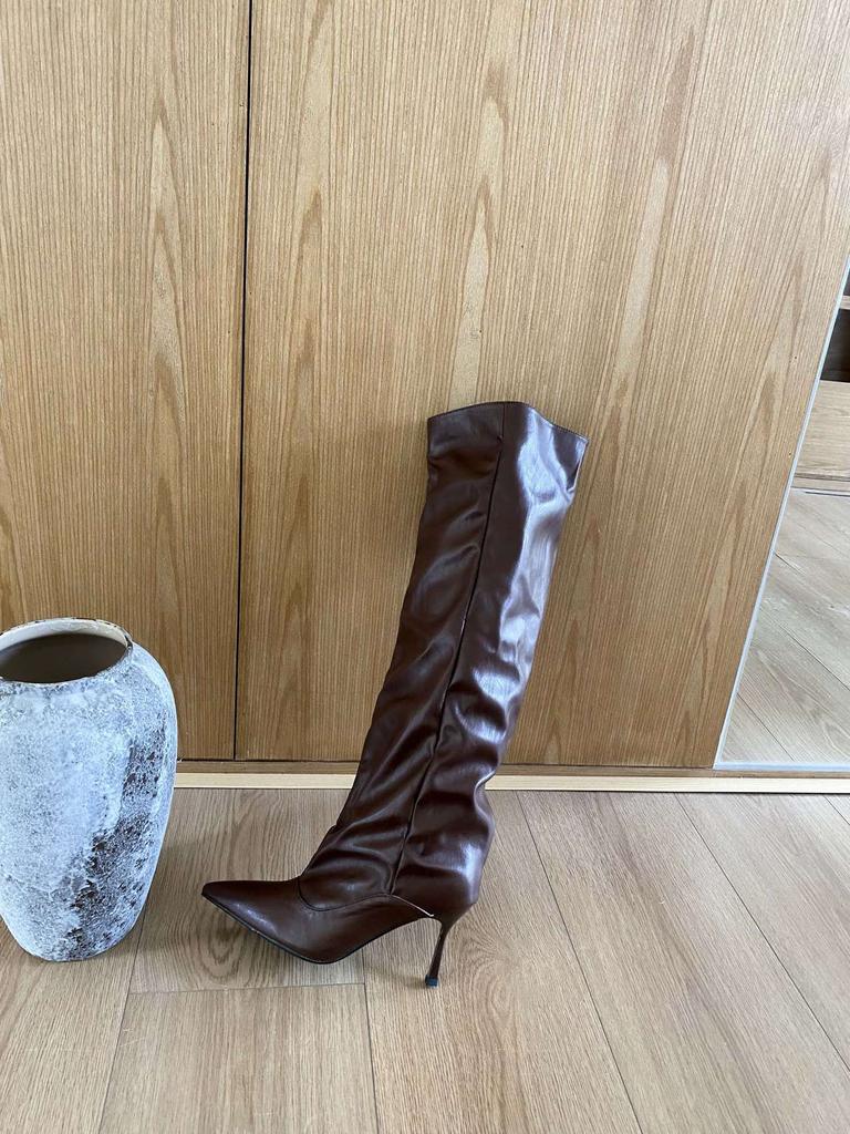2025 Autumn and Winter New Small Pointed High-heeled Boots Women's New Thin-heeled Boots But Knee-high Fashion Boots