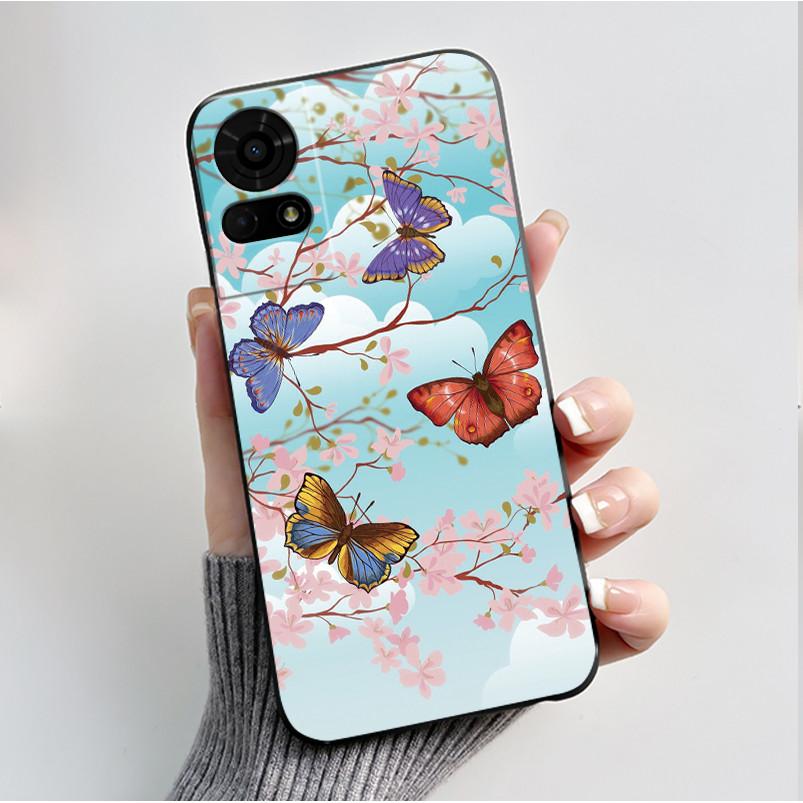 For TCL 50 LE K23 K24 Case Back Cover Luxury Butterfly Flowers Black Shockproof Soft Silicone Bumper Phone Casing TCL 50LE Coque